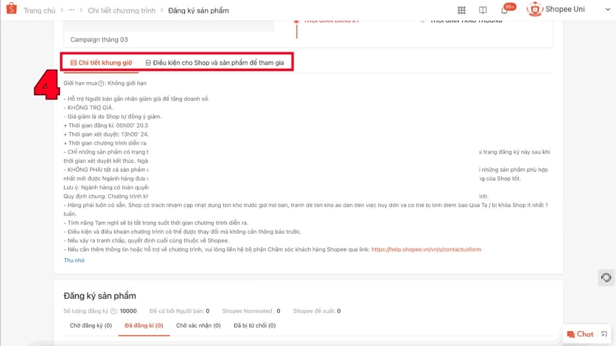 Hướng dẫn cách sử dụng kênh bán Shopee - tham gia vào chương trình khuyến mãi - bước 3