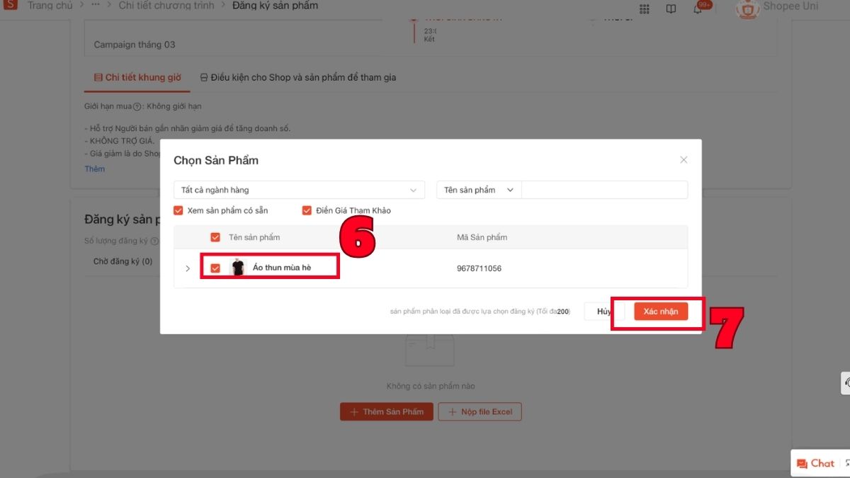 Hướng dẫn cách sử dụng kênh bán Shopee - tham gia vào chương trình khuyến mãi - bước 5