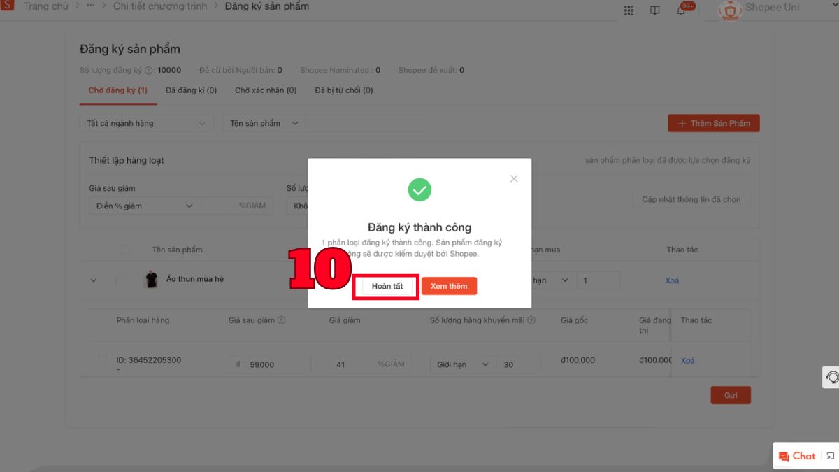 Hướng dẫn cách sử dụng kênh bán Shopee - tham gia vào chương trình khuyến mãi - bước 7