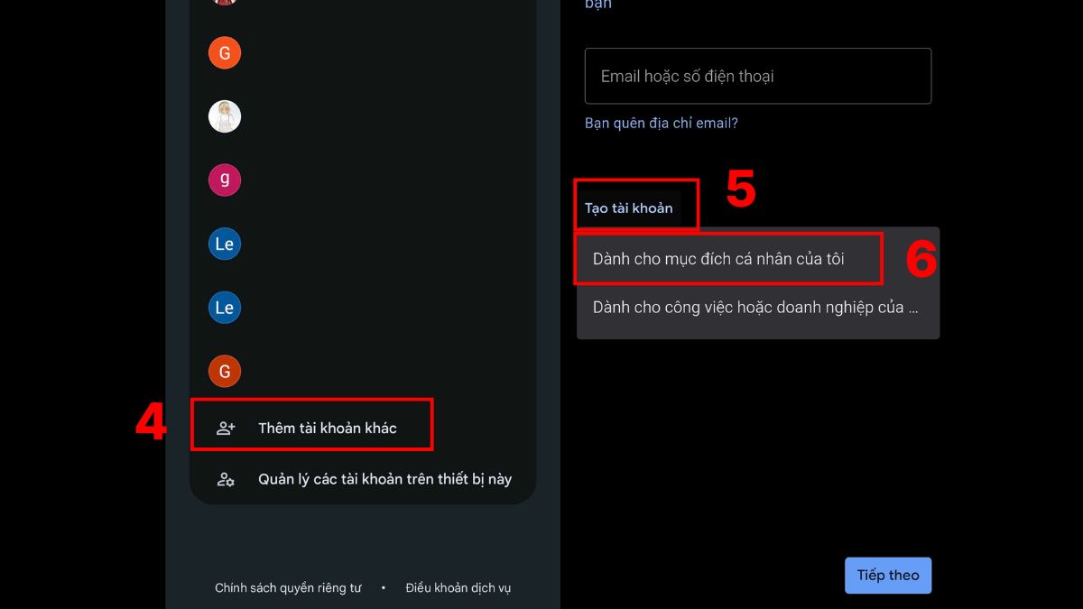 Hướng dẫn tạo tài khoản Google Play mới trên Android - bước 1.2