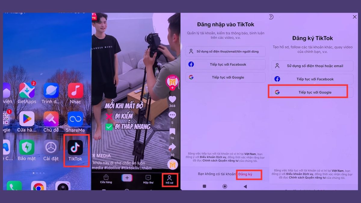 Tạo tài khoản TikTok bằng Google- bước 1 2