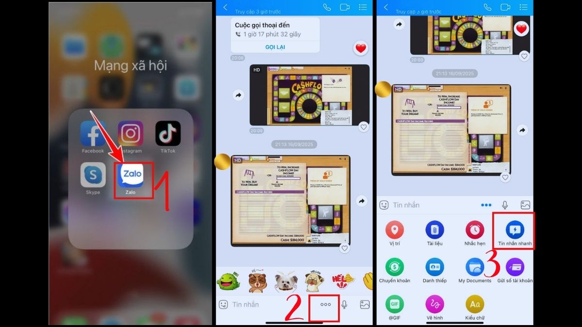 Tạo và sử dụng tin nhắn nhanh Zalo trên điện thoại - bước 1
