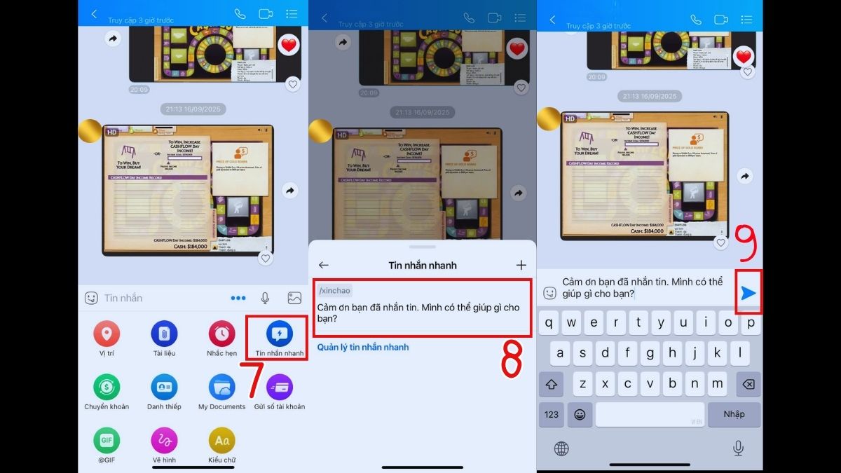 Tạo và sử dụng tin nhắn nhanh Zalo trên điện thoại - bước 3