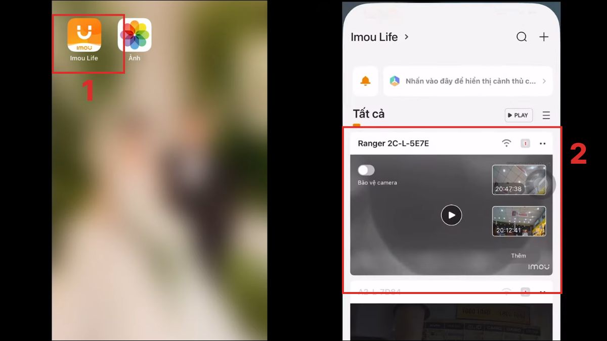 Cách tắt chế độ xoay camera Imou trên ứng dụng Imou Life - bước 1