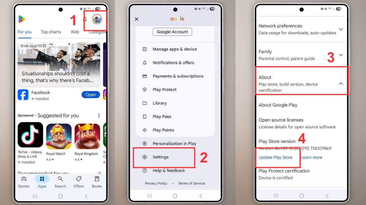Cách cài đặt lại Google Play Store - cập nhật thủ công