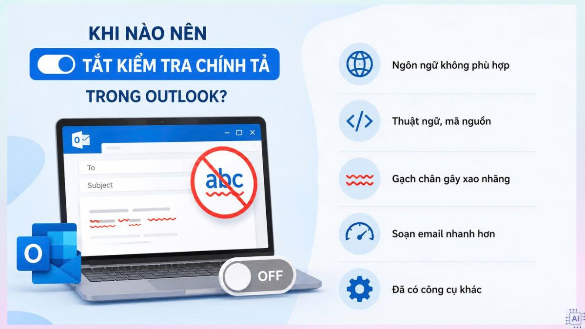 Khi nào nên tắt kiểm tra chính tả trong Outlook