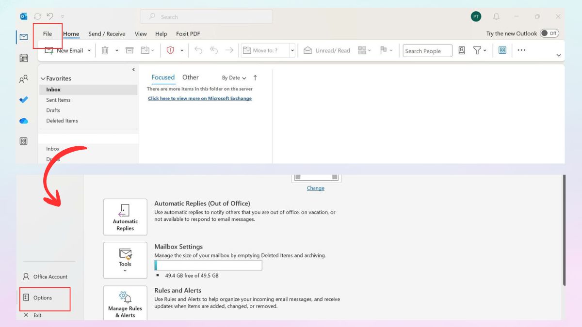 Cách tắt kiểm tra chính tả trong Outlook trên máy tính - bước 1