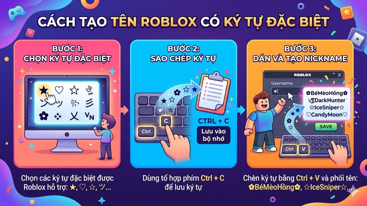 Cách tạo tên Roblox có ký tự đặc biệt