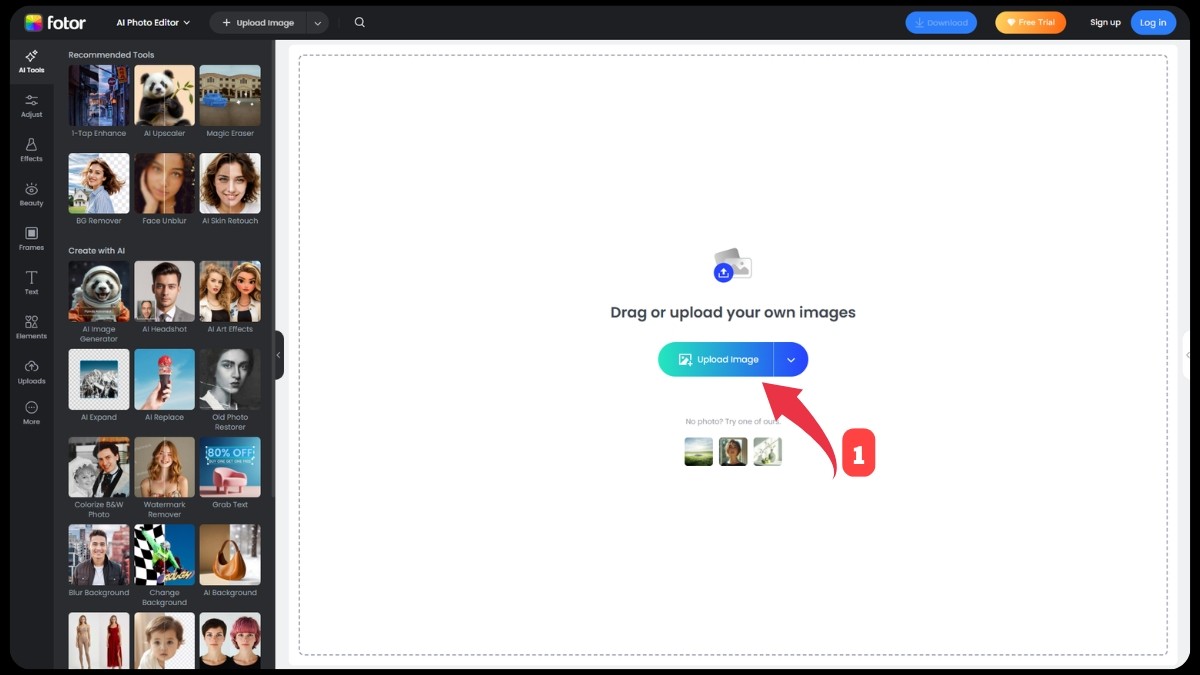 cách thay đổi kích thước ảnh trên Fotor - bước 1
