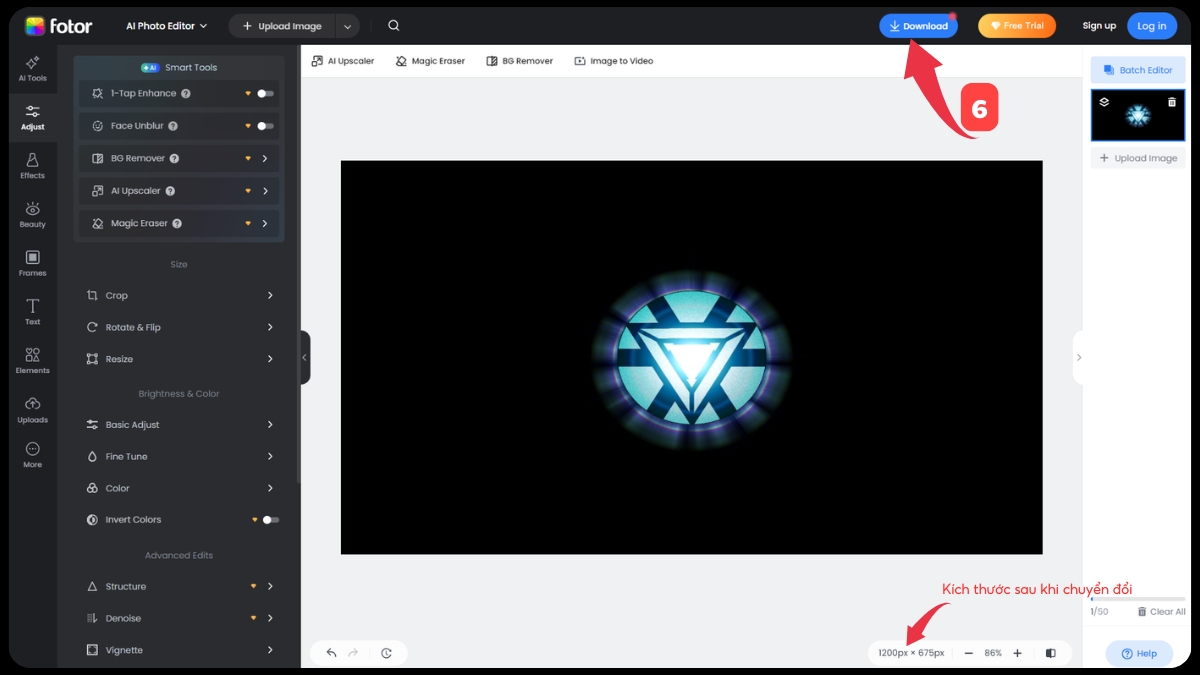 cách thay đổi kích thước ảnh trên Fotor - bước 3