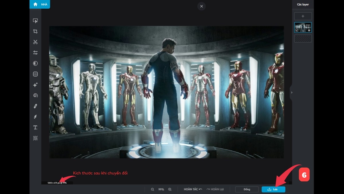 cách thay đổi kích thước ảnh trên pixlr X - bước 4