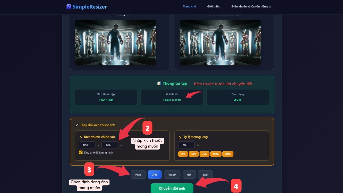 cách thay đổi kích thước ảnh trên SimpleResizer - bước 2