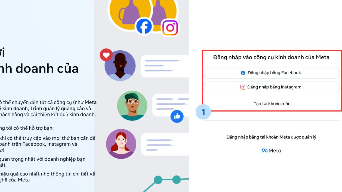 Thêm tài khoản quảng cáo facebook mới trong BM - bước 1