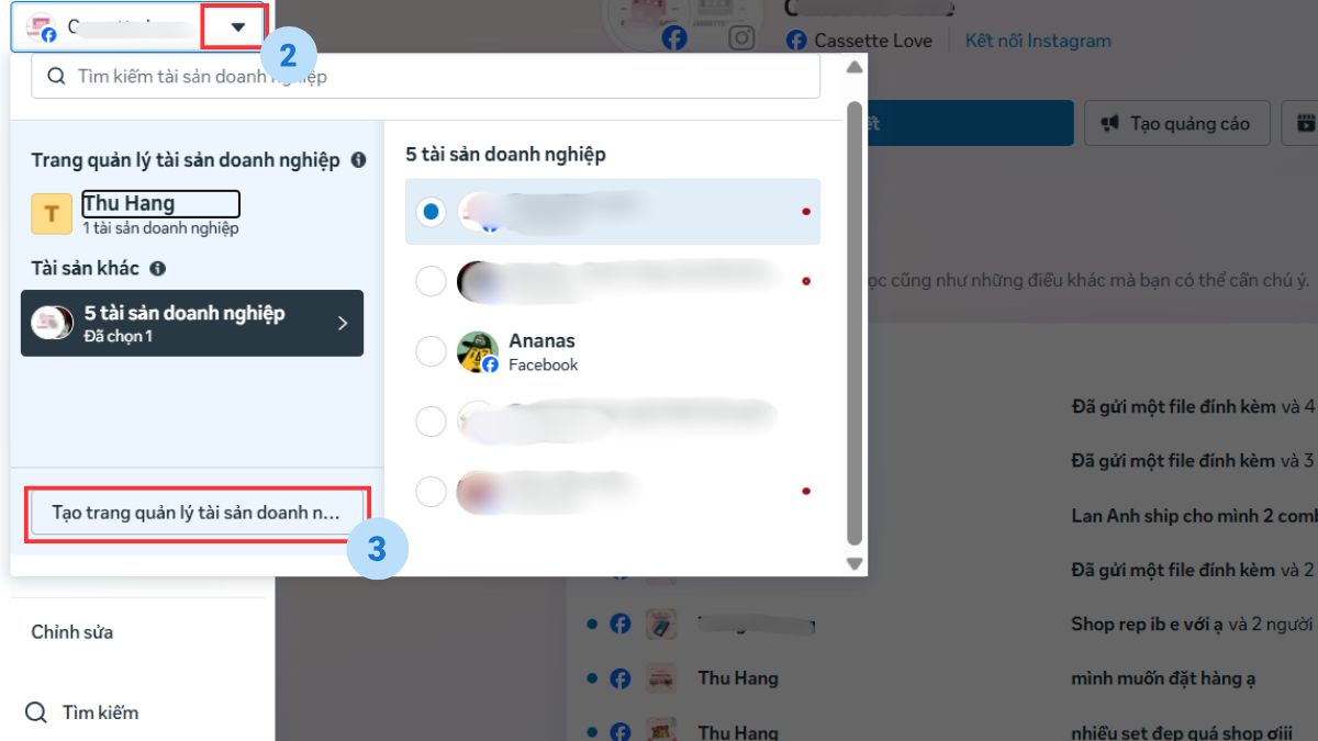 Thêm tài khoản quảng cáo facebook mới trong BM - bước 2