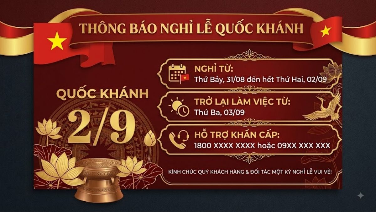 Mẫu thiệp thông báo nghỉ lễ 2/9 cho công ty - 6
