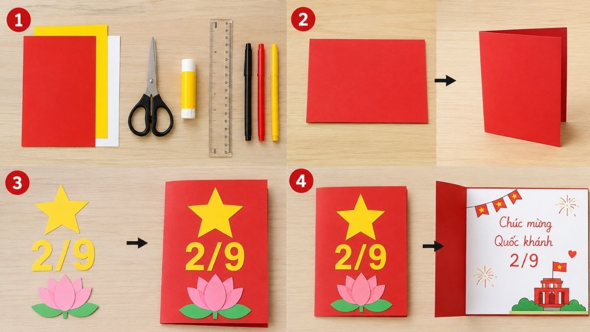 Làm thiệp giấy handmade mừng 2/9