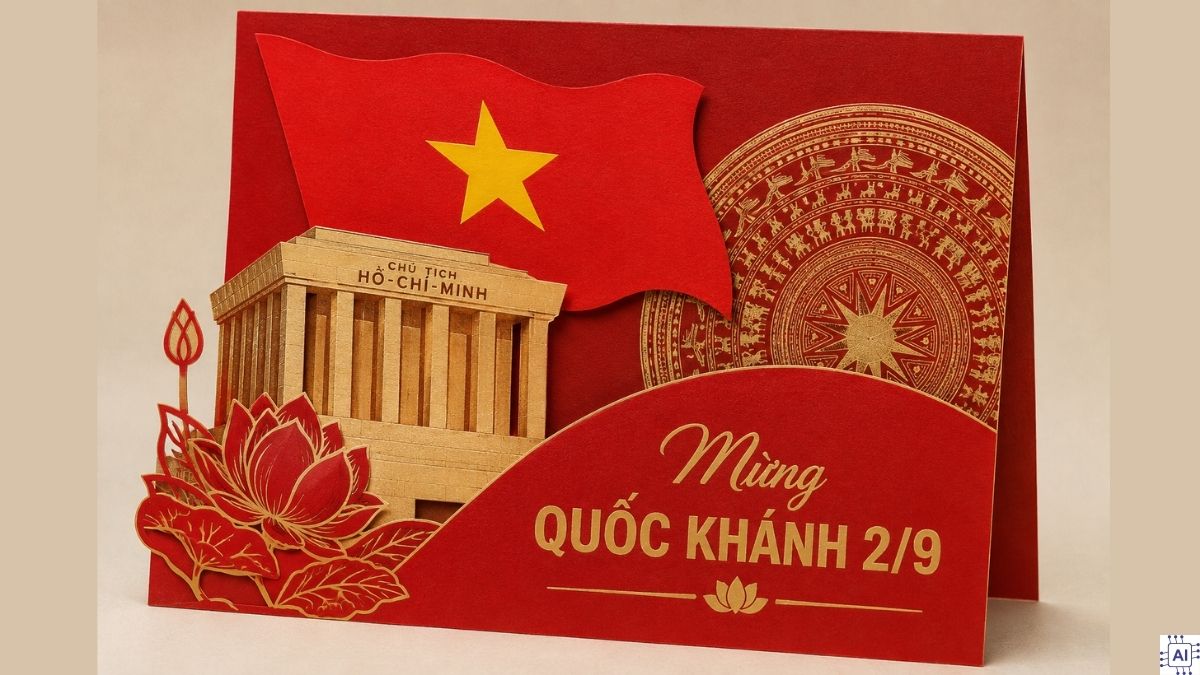 Mẫu thiệp 2/9 giấy truyền thống trang trọng - 7