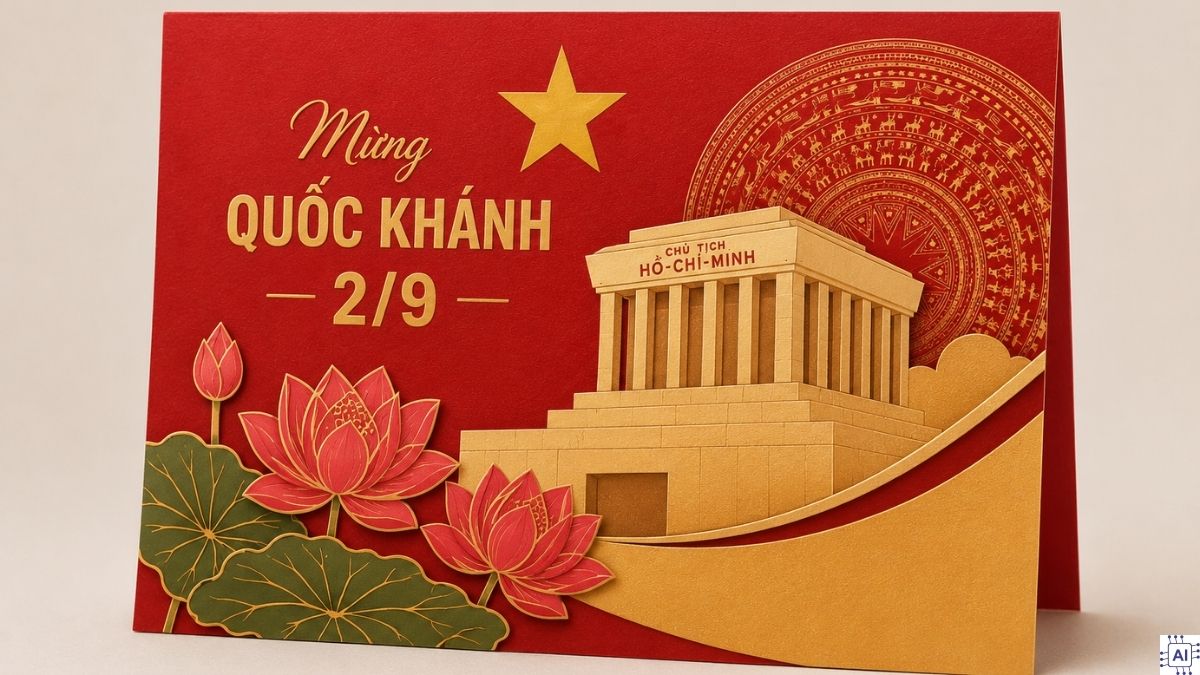 Mẫu thiệp 2/9 giấy truyền thống trang trọng - 8