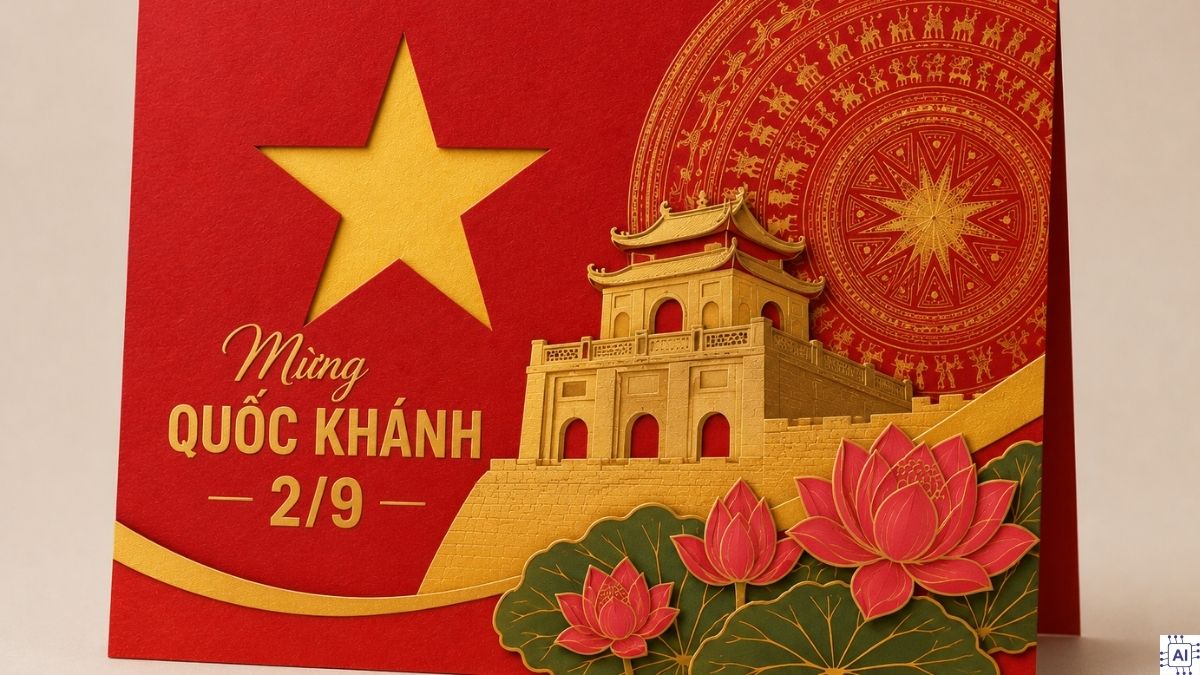 Mẫu thiệp 2/9 giấy truyền thống trang trọng - 9