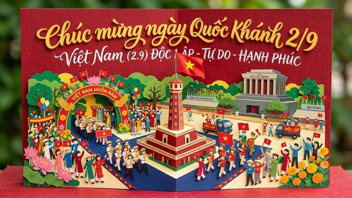 Mẫu thiệp chúc mừng 2/9 3D độc đáo - 4