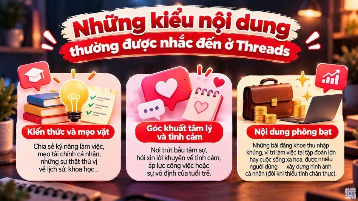Những kiểu nội dung thường được nhắc đến ở Threads