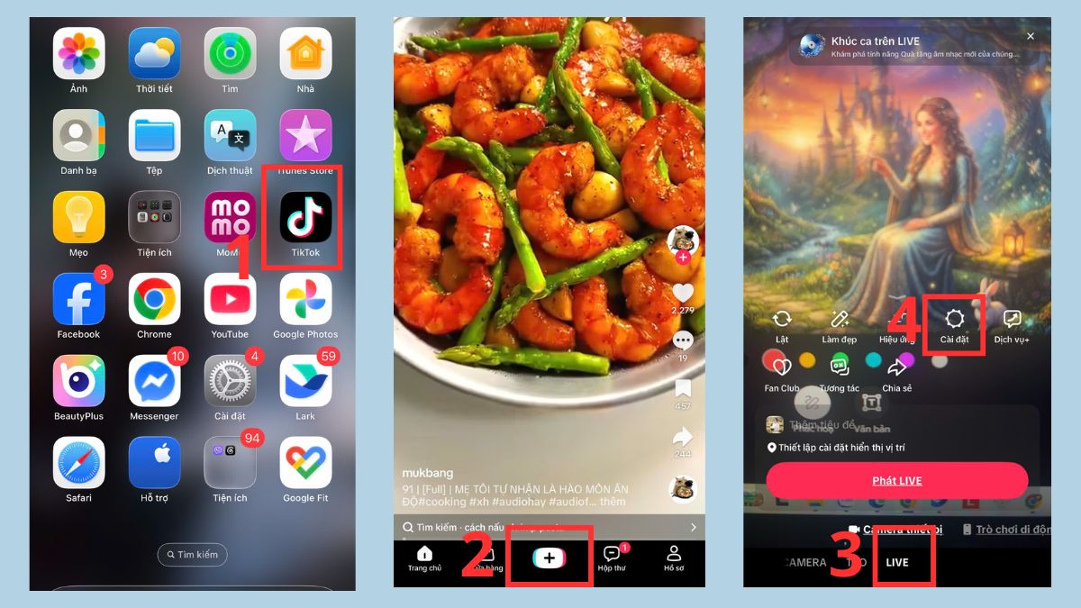 cách bật tính năng nhận donate TikTok - bước 1,2,3