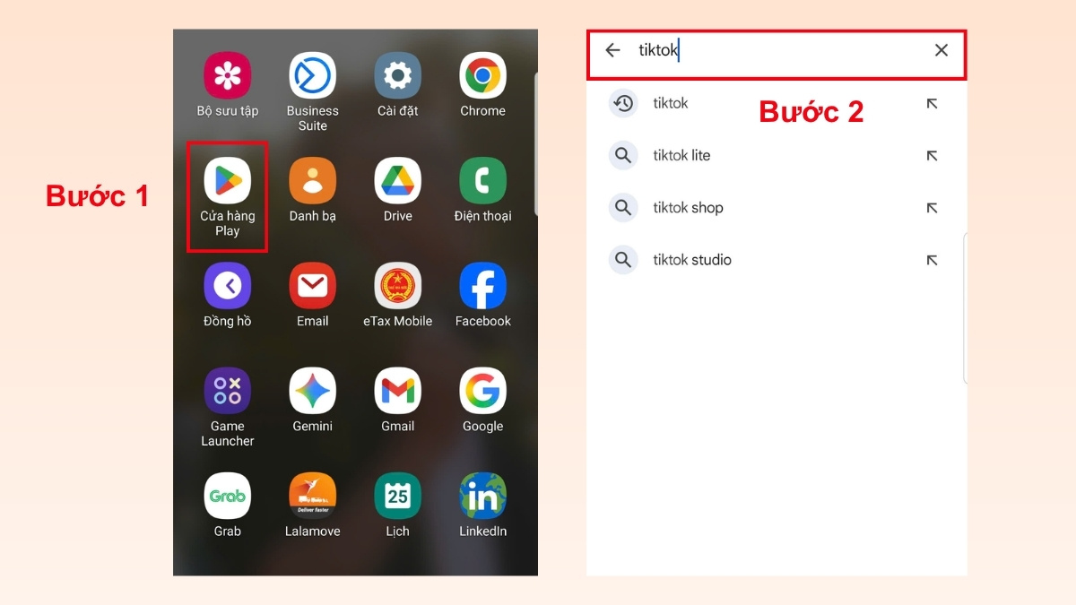 Cách khắc phục lỗi TikTok không đăng nhập được - cập nhật tiktok lên phiên bản mới - bước 1,2