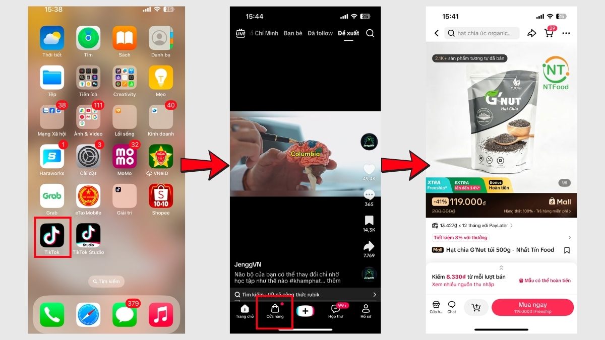 Hướng dẫn đặt giao hỏa tốc trên TikTok - bước 1