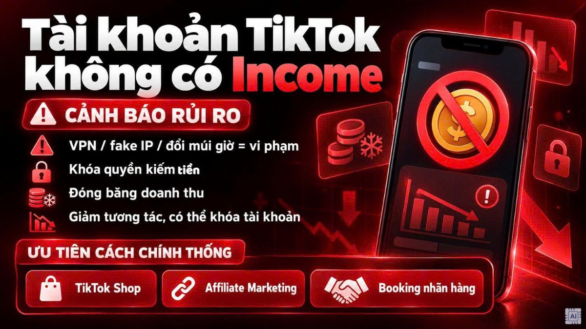 Hướng dẫn cách bật kiếm tiền TikTok tại Việt Nam không có income