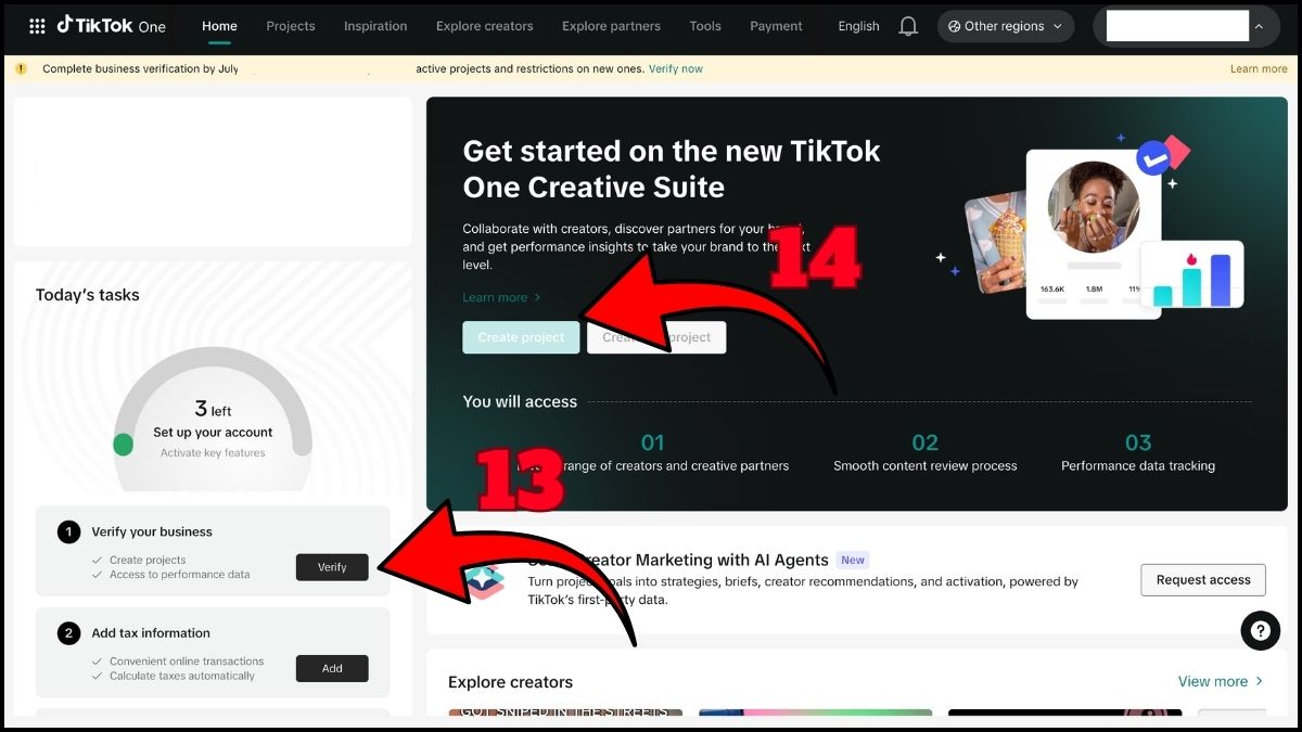 Hướng dẫn đăng ký và sử dụng TikTok One với doanh nghiệp - bước 3.1