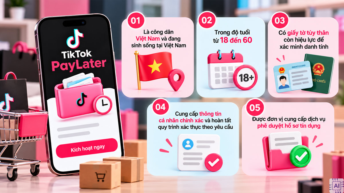 Điều kiện kích hoạt ví trả sau TikTok PayLater là gì