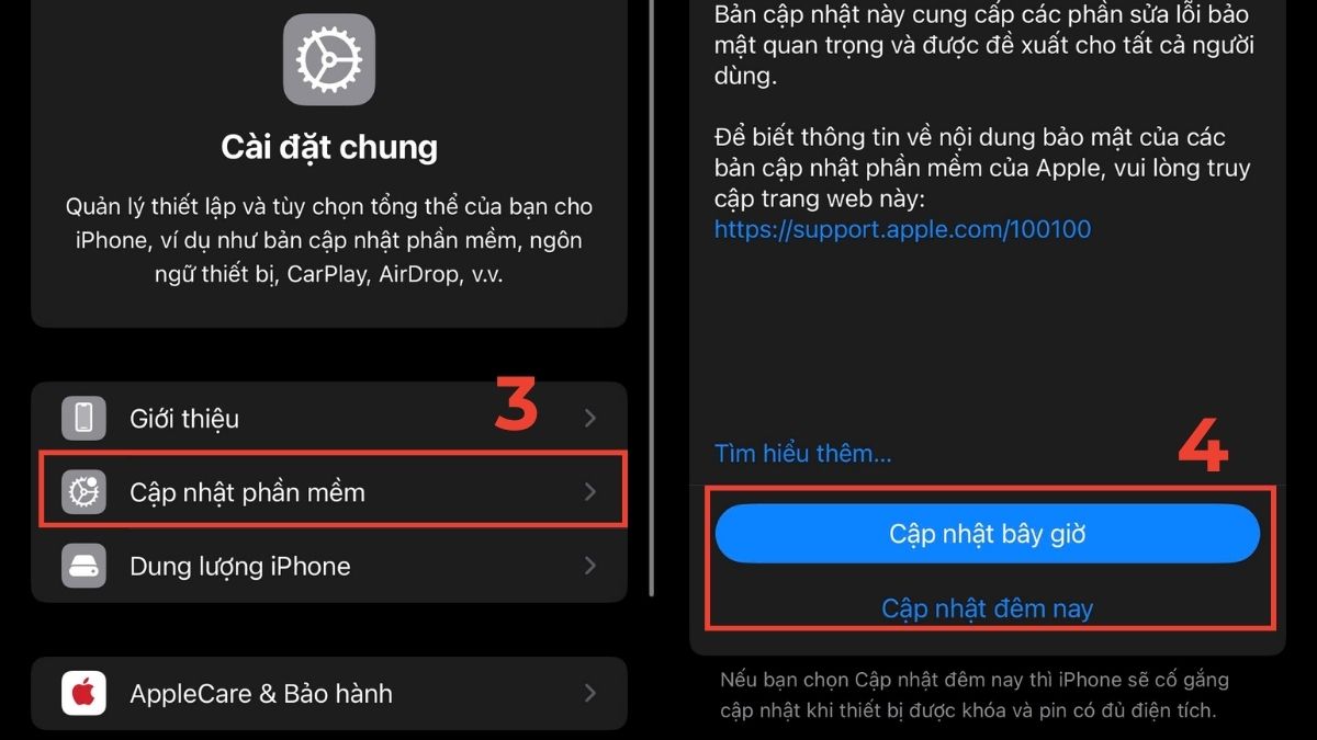 Hướng dẫn cách khắc phục tình trạng pin bảo trì - cập nhật phần mềm - bước 2,3
