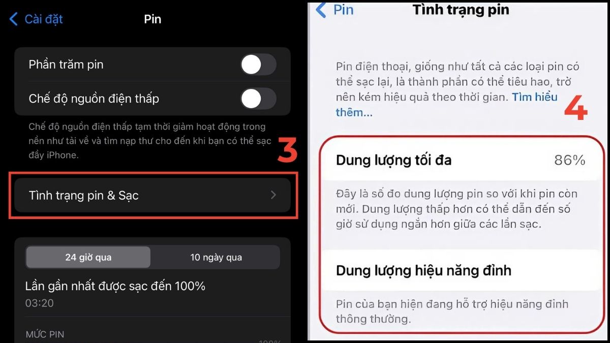 Cách kiểm tra tình trạng pin bảo trì - bước 2,3,4