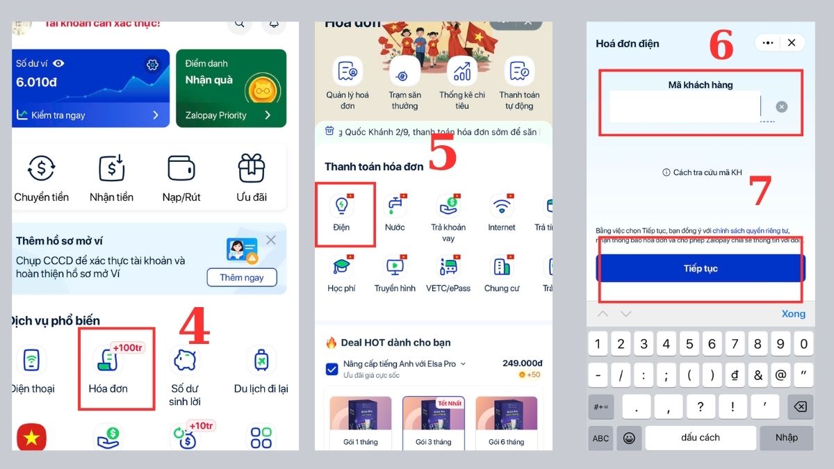 Cách tra cứu tiền điện trên ZaloPay (Mini Apps) - bước 2