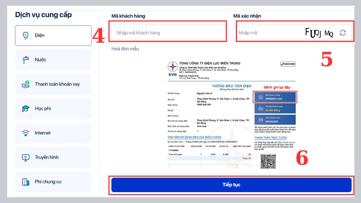 Cách tra cứu tiền điện trên website ZaloPay - bước 3