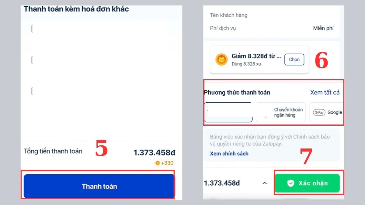 Hướng dẫn cách thanh toán tiền điện trên ZaloPay - bước 4