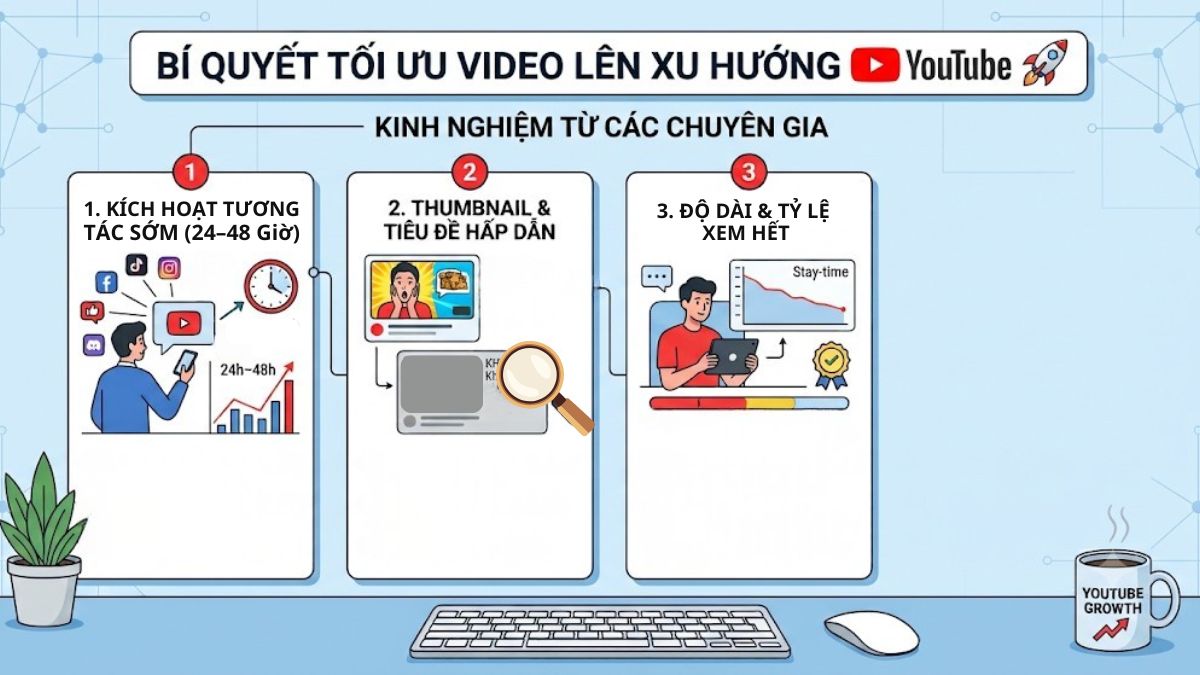 Kinh nghiệm tối ưu video lên xu hướng YouTube nhanh nhất