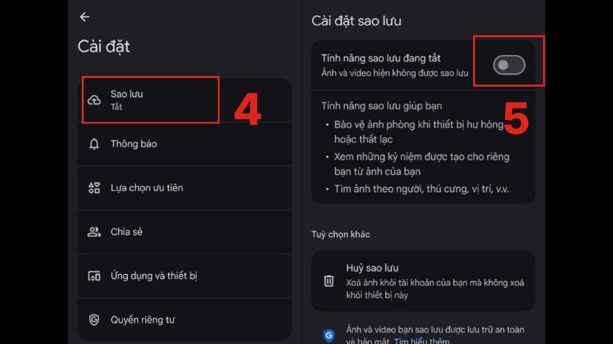 Hướng dẫn đồng bộ và khôi phục ảnh an toàn - bước 2