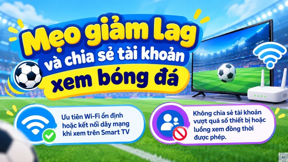 Mẹo giảm lag và chia sẻ tài khoản xem bóng đá