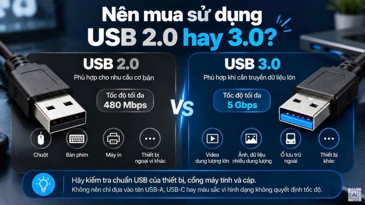 Nên mua sử dụng USB 2.0 hay 3.0?