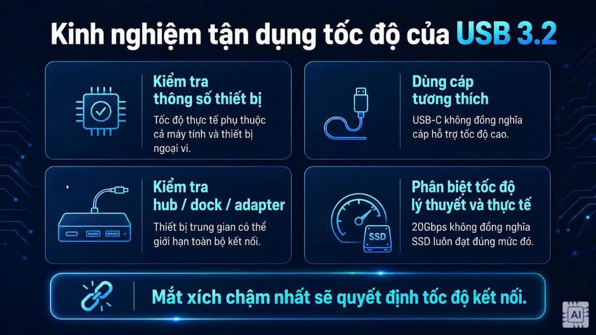 Kinh nghiệm tận dụng tốc độ của USB 3.2