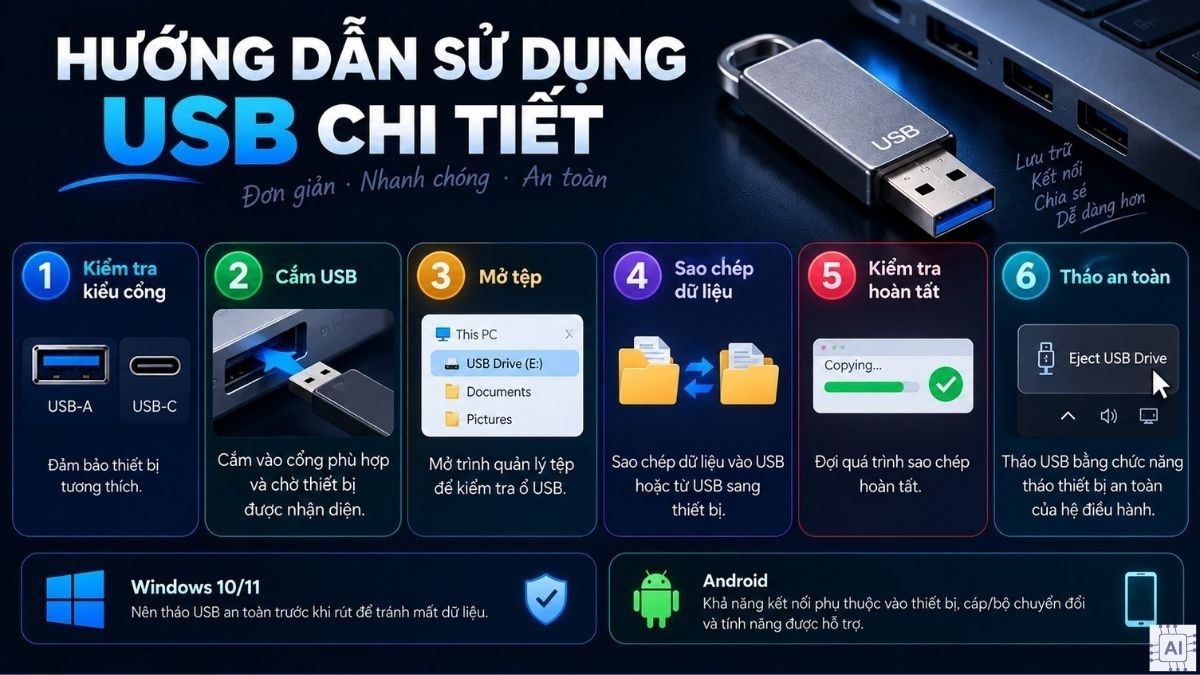 Hướng dẫn sử dụng USB chi tiết