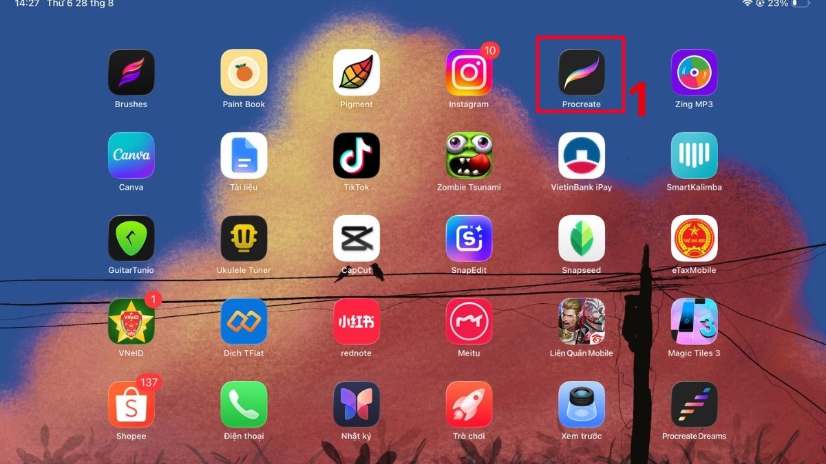Cách vẽ tranh 2/9 bằng ứng dụng Canva và Procreate - bước 5