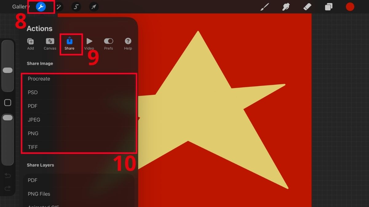 Cách vẽ tranh 2/9 bằng ứng dụng Canva và Procreate - bước 9
