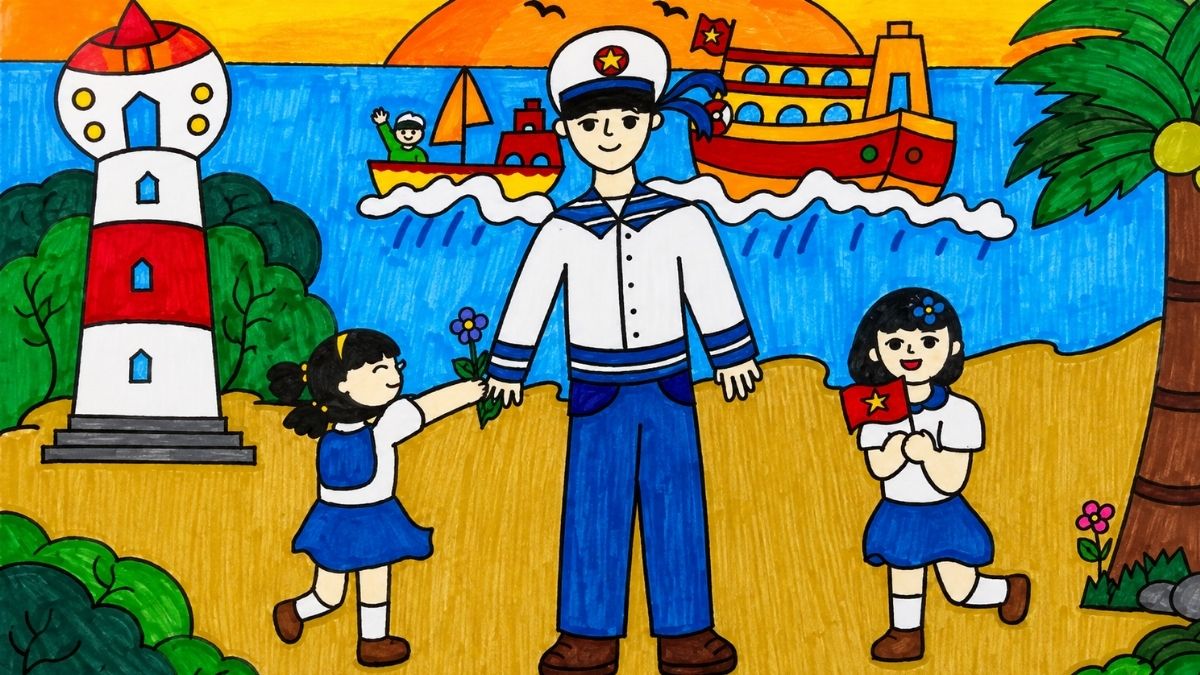 Vẽ tranh chú bộ đội và biển đảo quê hương - 1