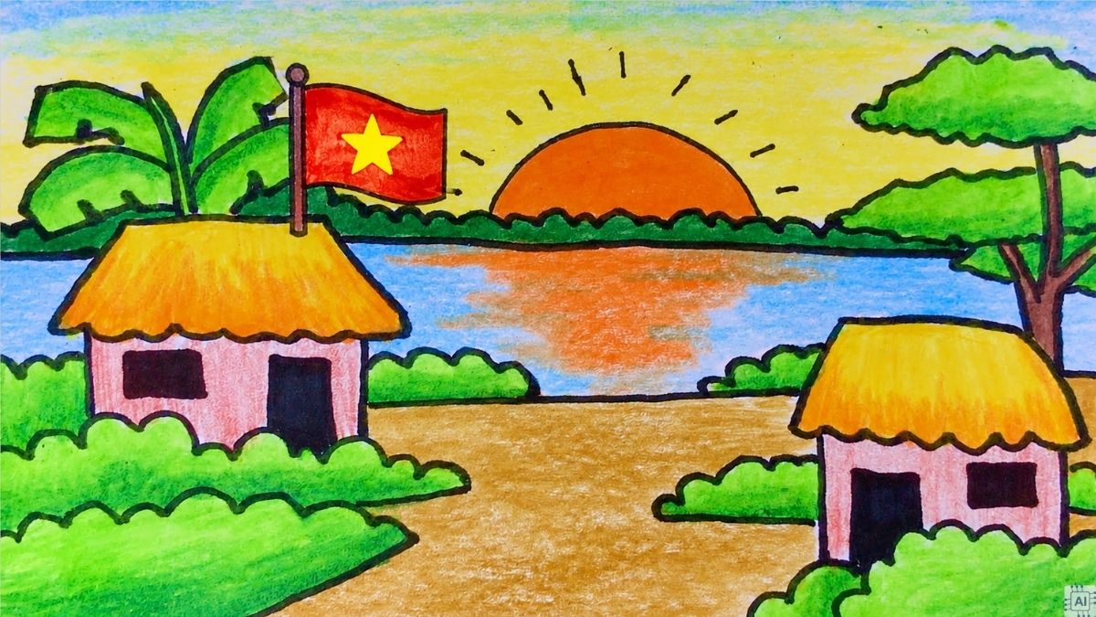 Vẽ tranh phong cảnh đất nước mừng Quốc khánh - 1