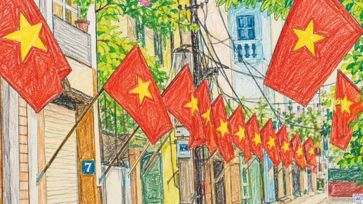 Vẽ tranh 2/9 lá cờ đỏ sao vàng - 2