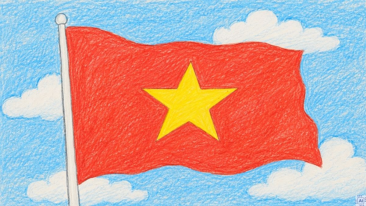 Vẽ tranh 2/9 lá cờ đỏ sao vàng - 4