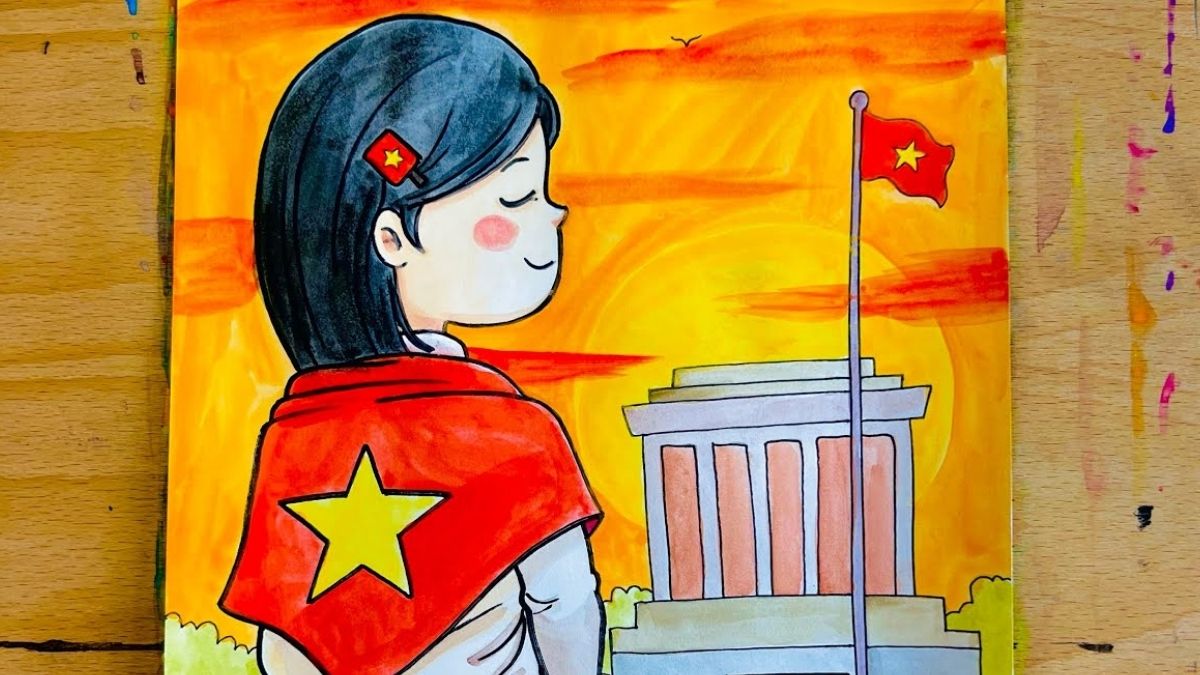 Vẽ tranh 2/9 lá cờ đỏ sao vàng - 5