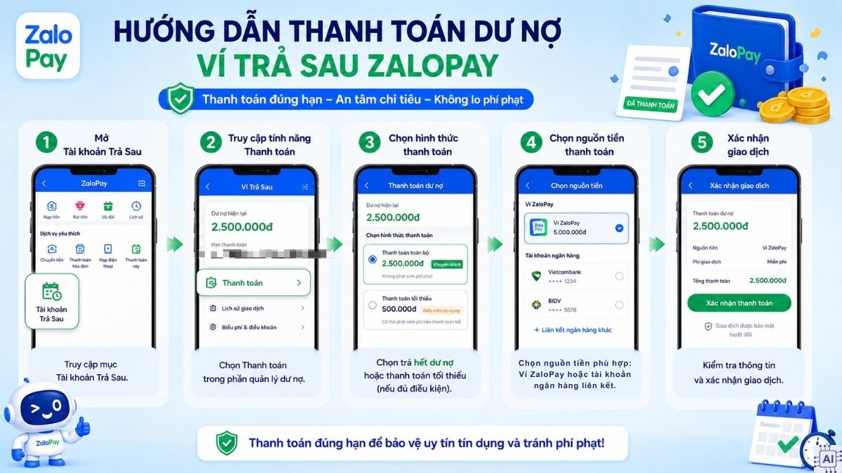 Hướng dẫn cách thanh toán dư nợ ví trả sau ZaloPay